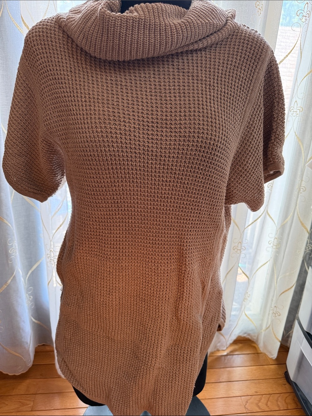 UGG Short-Sleeve Cowl Neck Sweater Tunic in Taupe